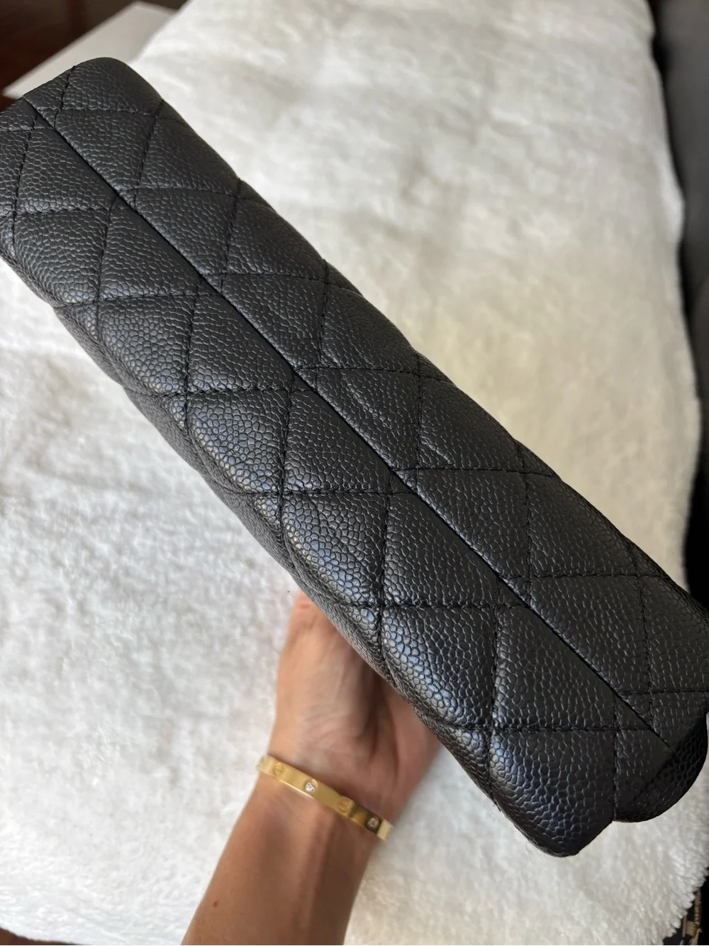 CHANEL Black Caviar Quilted Clutch Pochette A65738 12A Full Set - Picture 6 of 12